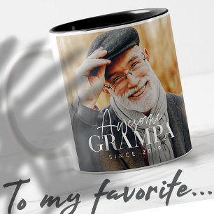 Tasse 2 Couleurs Magnifique Grampa depuis 20XX Simple Photo Élégant