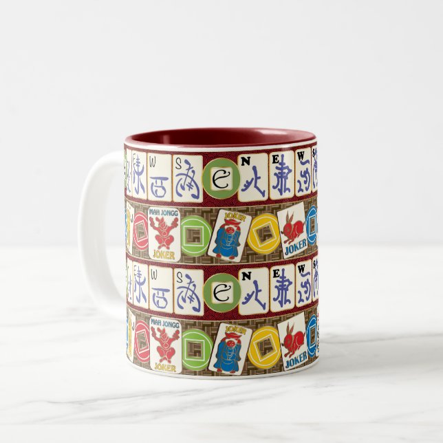 Tasse 2 Couleurs Mah Jongg Jokers et Winds (Devant gauche)