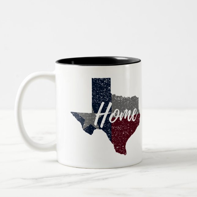 Tasse 2 Couleurs Maison affligée de drapeau du Texas (Gauche)