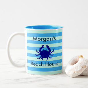 Tasse 2 Couleurs Maison de plage Crabe bleu
