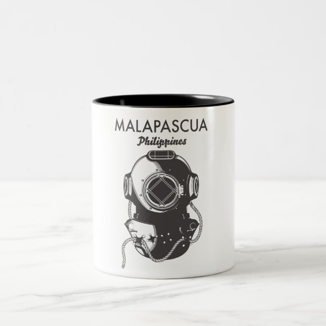 Tasse 2 Couleurs Malapascua Philippines affiche de voyage de plongé (Centre)