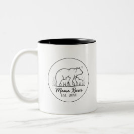 Tasse 2 Couleurs Mama Bear EST 2025 Circle Logo Line Art