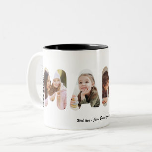 Tasse 2 Couleurs Mama Collage de photos personnalisé pour la fête d