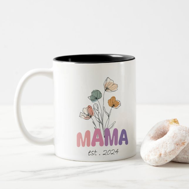 Tasse 2 Couleurs Mama Est 2024 Mothers Day (Avec donut)