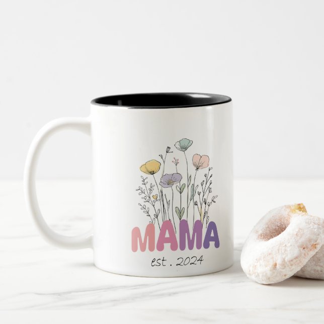 Tasse 2 Couleurs Mama Est 2024 Mothers Day (Avec donut)
