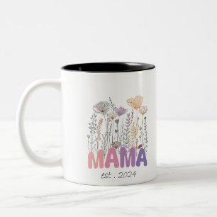 Tasse 2 Couleurs Mama Est 2024 Mothers Day