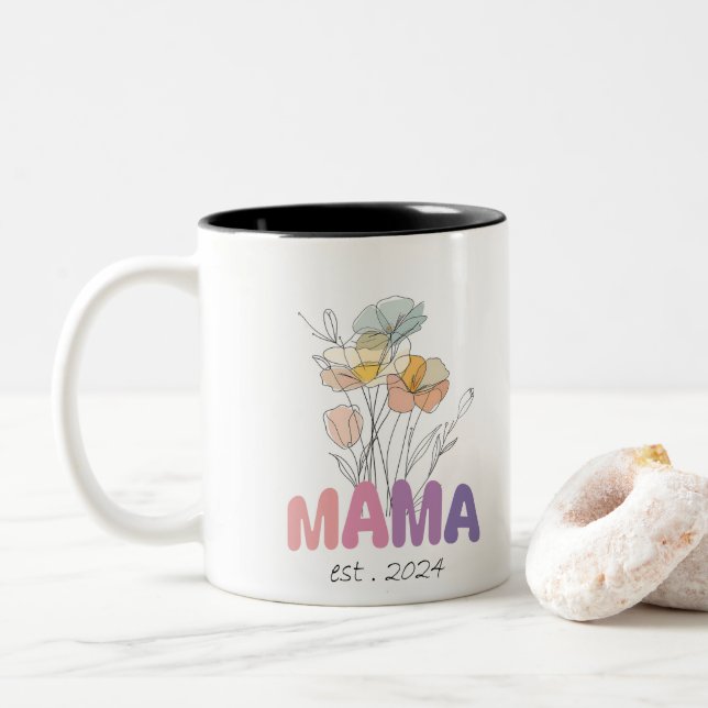 Tasse 2 Couleurs Mama Est 2024 Mothers Day (Avec donut)