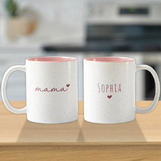 Tasse 2 Couleurs Mama Gift From Kids | Love Name Pink Heart 