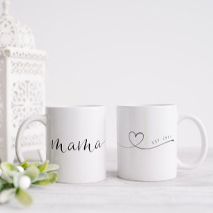 Tasse 2 Couleurs Mama Script Heart   Maman Cadeau simple personnali