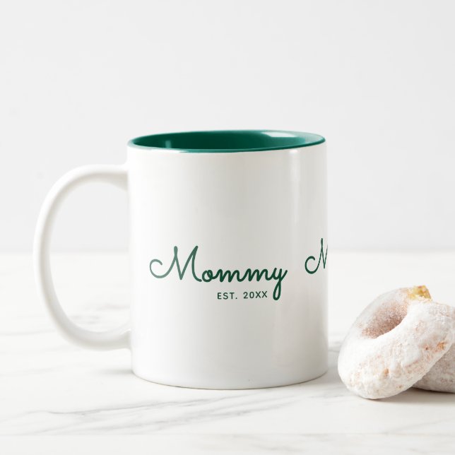 Tasse 2 Couleurs Maman a établi le script vert (Avec donut)