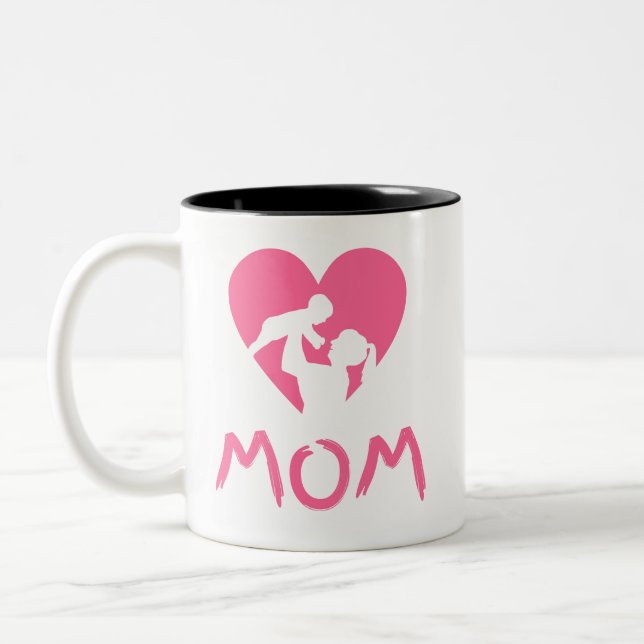 Tasse 2 Couleurs Maman & Bébé Silhouette : Coeur d'amour (Gauche)
