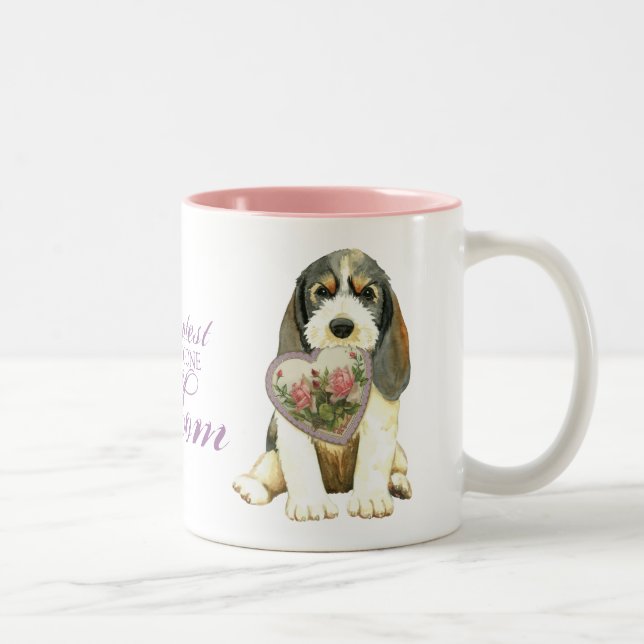 Tasse 2 Couleurs Maman cardiaque PBGV (Droit)