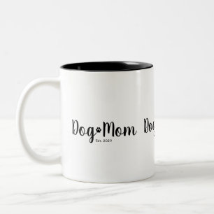 Tasse 2 Couleurs Maman Chien Écriture Noire Établie
