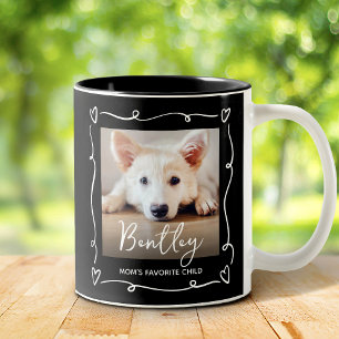 Tasse 2 Couleurs Maman Chien Enfant Préféré Photo Cœurs Doodles Noi
