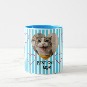 Tasse 2 Couleurs Maman de chat pastel rayé