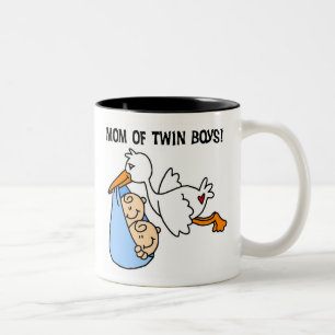 Tasse 2 Couleurs Maman de cigogne des garçons jumeaux