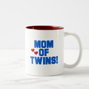 Tasse 2 Couleurs Maman de maillots et cadeaux Twins-Blue Text