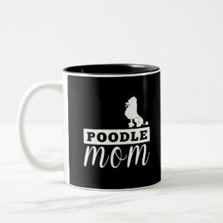 Tasse 2 Couleurs Maman de silhouette de caniche ci-dessous