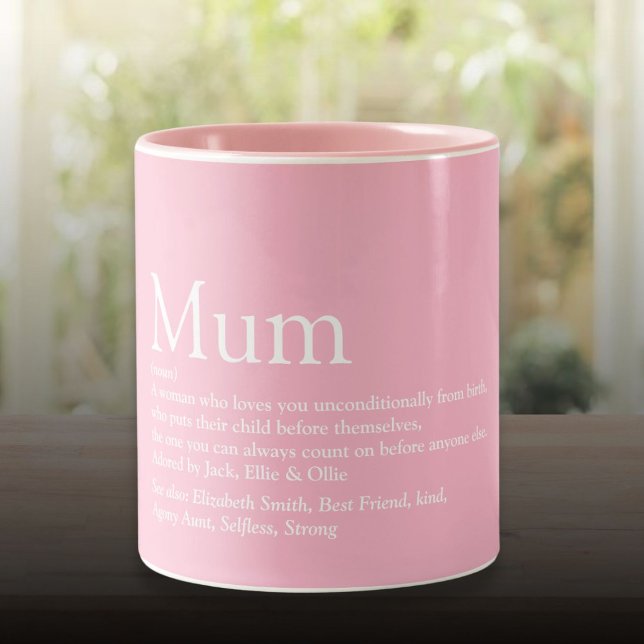 Tasse 2 Couleurs Maman Définition Citation Fun Rose (Mum Mom Definition Quote Fun Pink Two-Tone Coffee Mug)