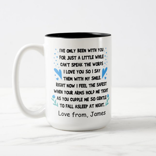 Tasse 2 Couleurs Maman du bébé Nom personnalisé (Gauche)