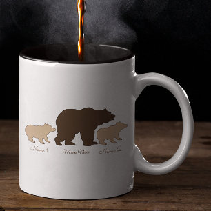 Tasse 2 Couleurs Maman Ourse Personnalisée Avec 2 Noms D'Enfants Ca