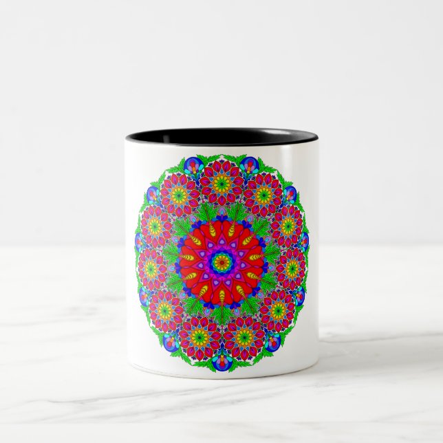 Tasse 2 Couleurs Mandala du jardin du printemps (Centre)