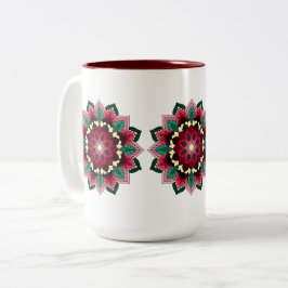 Tasse 2 Couleurs Mandala Motif 02 en rose profond