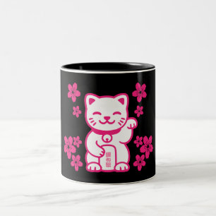 Tasse 2 Couleurs Maneki-neko japonais rose