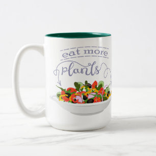 Tasse 2 Couleurs Mangez plus de plantes frais motivation salade let