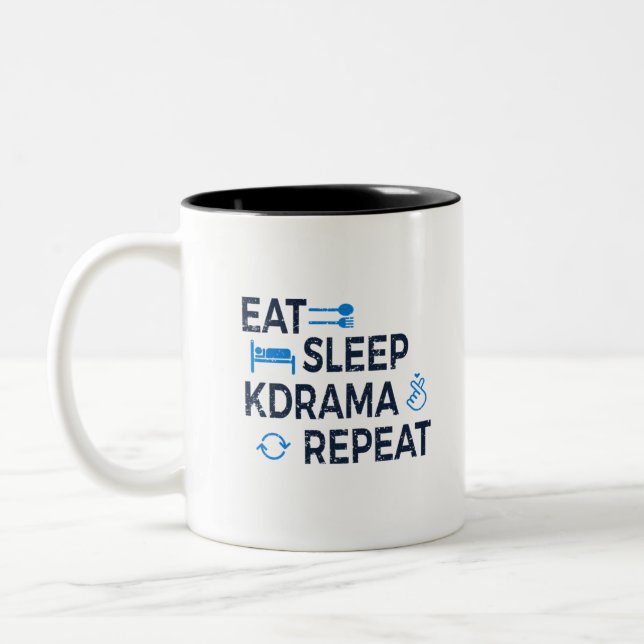 Tasse 2 Couleurs Mangez Sleep Kdrama Répéter (Gauche)