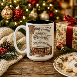 Tasse 2 Couleurs Manuscrit enluminé de la chanson traditionnelle du