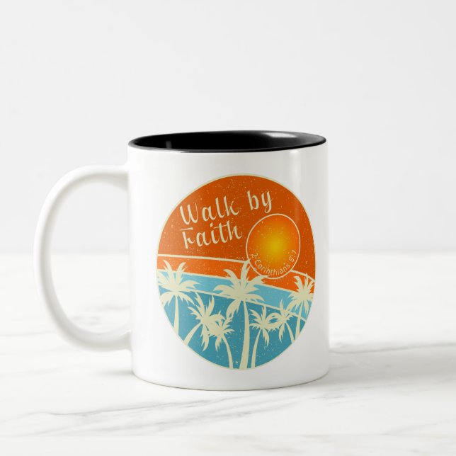 Tasse 2 Couleurs Marcher par la foi Christian Design (Gauche)