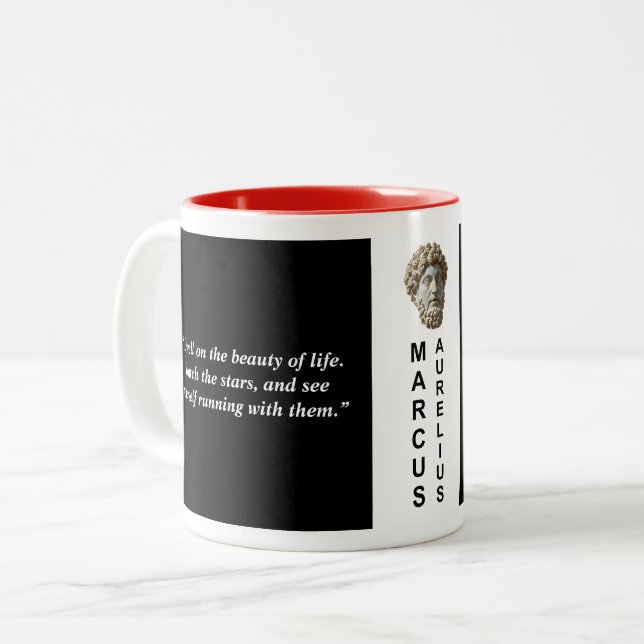 Tasse 2 Couleurs Marcus Aurelius Citation Personnalisée Philosophie (Devant gauche)