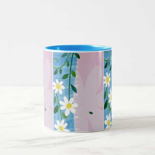 Tasse 2 Couleurs Marguerite Tasse-Blanche sur la conception de bleu (Centre)