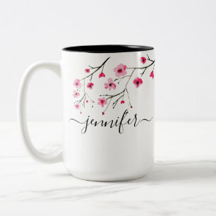 Tasse 2 Couleurs mariage de la fête des marées de cerisiers en fleu