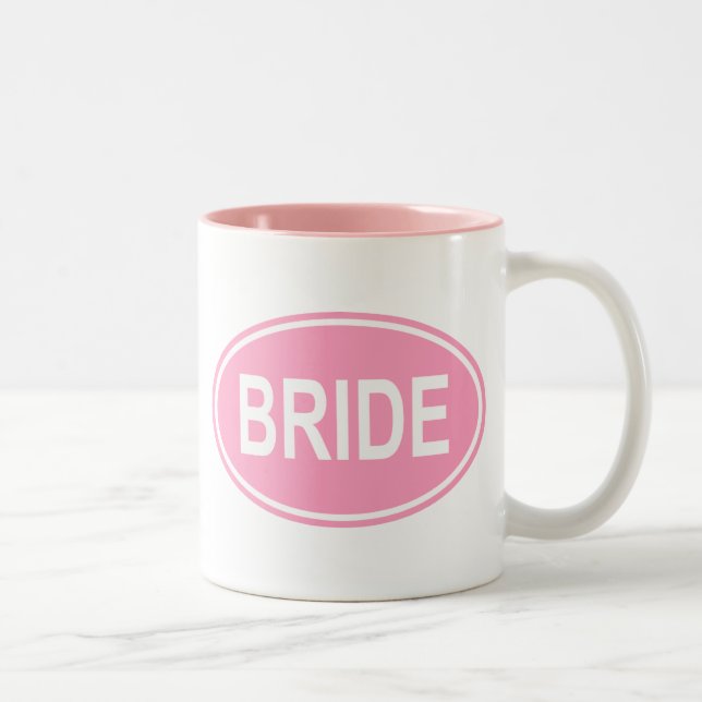 Tasse 2 Couleurs Mariage de mariée Oval Rose (Droit)