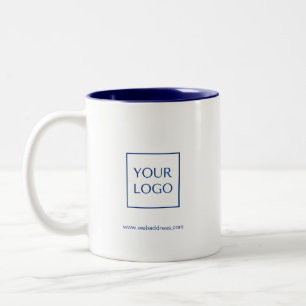 Tasse 2 Couleurs Marine Blue Business Logo de café rectangulaire Mu