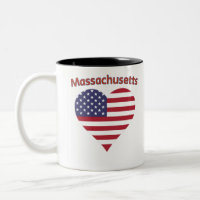Massachusetts American Flag Heart