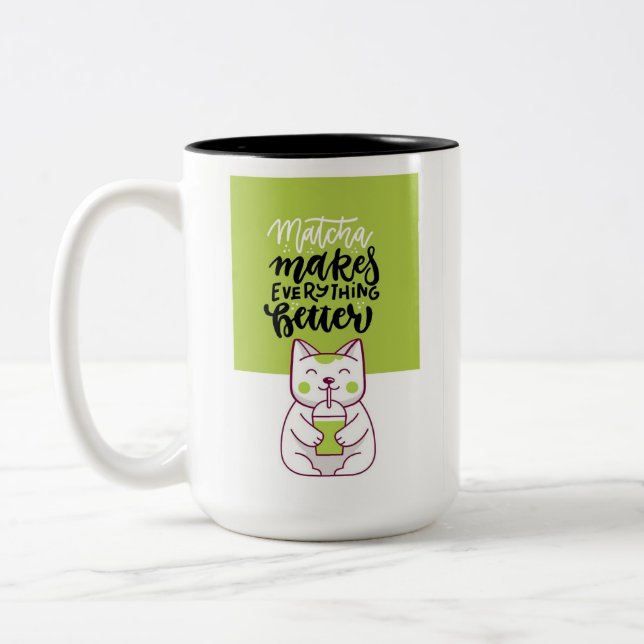 Tasse 2 Couleurs Matcha cat funny cup (Gauche)