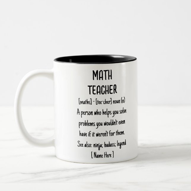 Tasse 2 Couleurs Math Enseignant Définition Drôle Cadeau personnali (Gauche)