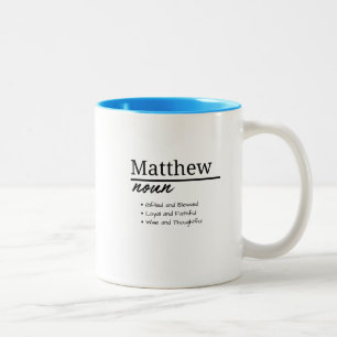 Tasse 2 Couleurs Matthew, Garçon Nom Personnalisé Définition Matthe
