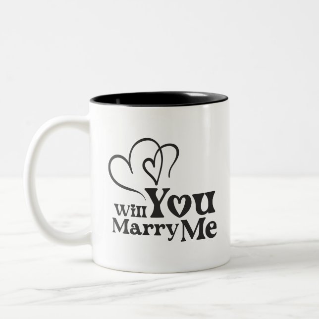 Tasse 2 Couleurs Me marierez-vous - Drôle Mariage Proposition (Gauche)