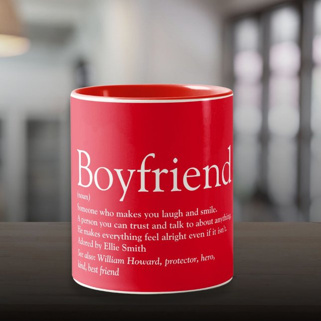 Tasse 2 Couleurs Meilleur ami Garçon jamais définition rouge (World's Best Boyfriend Ever Definition Red Two-Tone Coffee Mug)