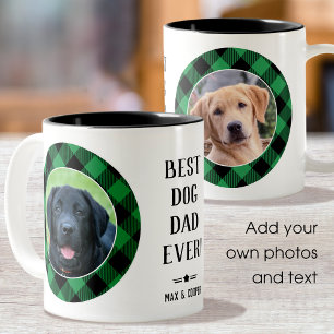 Tasse 2 Couleurs Meilleur Chien Papa Jamais Nom photo Vert
