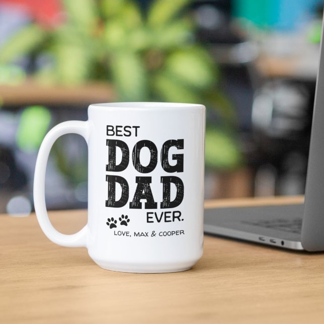Tasse 2 Couleurs Meilleur Chien Papa Jamais Personnalisé (Créateur téléchargé)