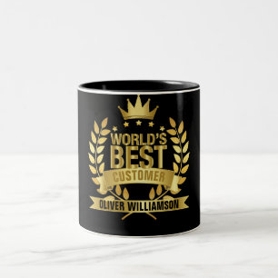 Tasse 2 Couleurs Meilleur Client au Monde Noir et Or 5 Étoiles