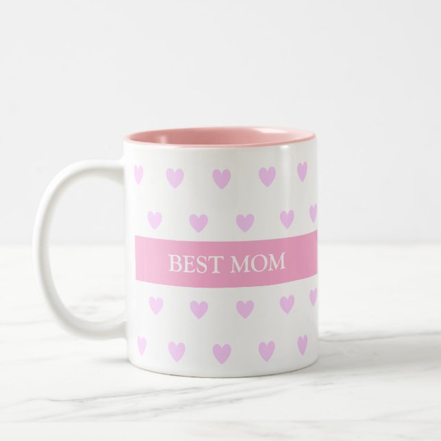 Tasse 2 Couleurs Meilleur Coeur de maman en blanc (Gauche)