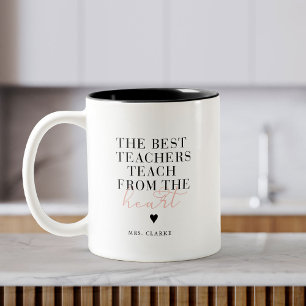 Tasse 2 Couleurs Meilleur Coeur enseignant Script moderne rose ense