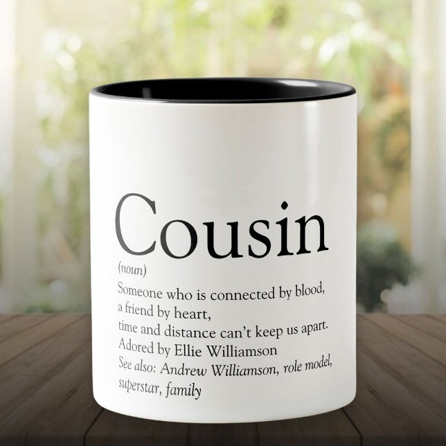 Tasse 2 Couleurs Meilleur cousin au monde Définition (World's Best Ever Cousin Definition Two-Tone Coffee Mug)