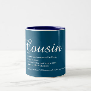 Tasse 2 Couleurs Meilleur Cousin Préféré Définition Script Bleu